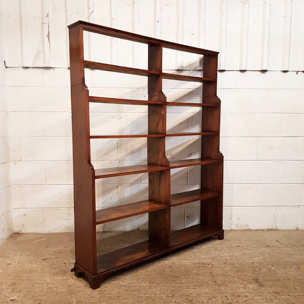 ANTIQUE GEOEGE 1V MAHOGANY & WALNUT WATERFALL OPEN BOOKCASE C1825 View IX