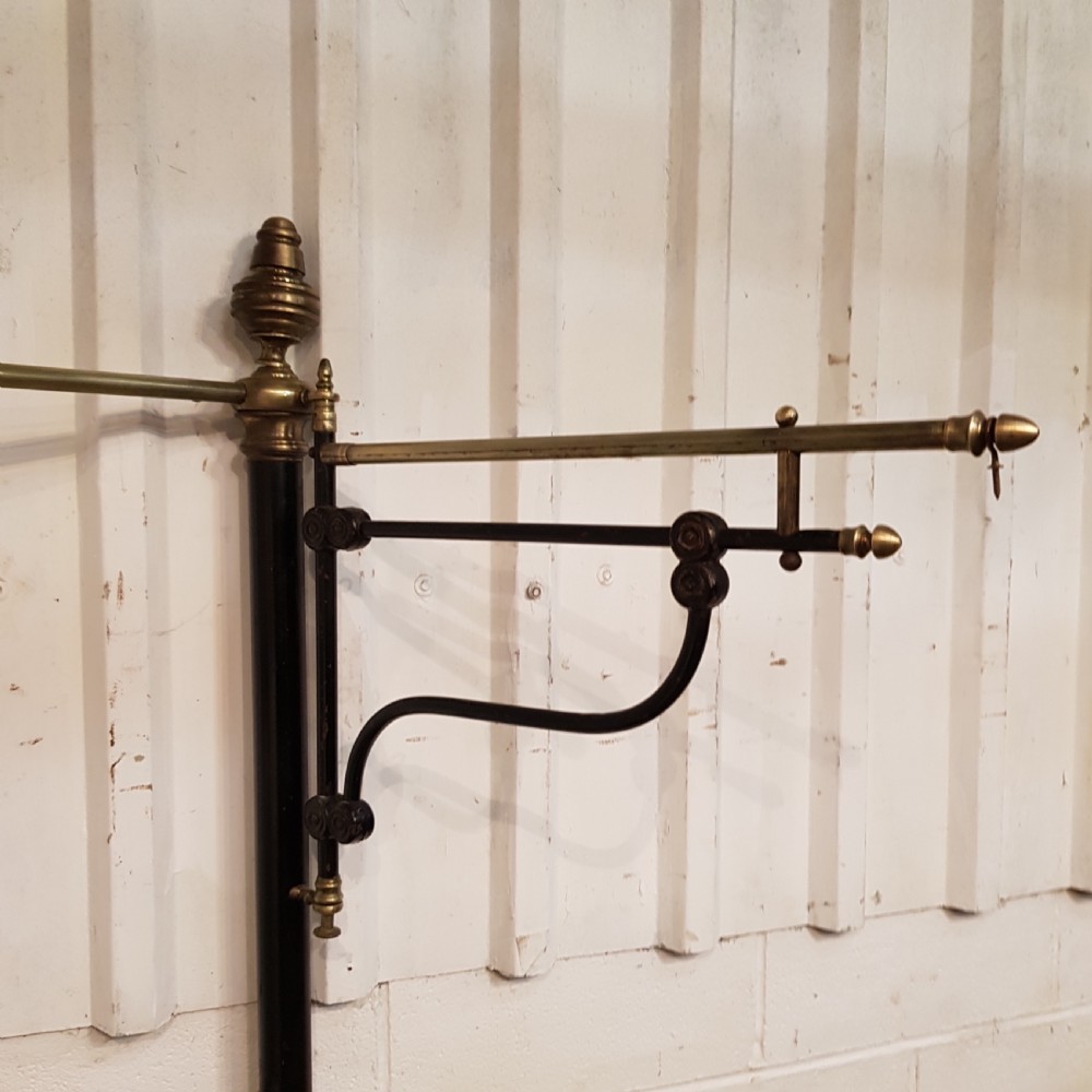 ANTIQUE VICTORIAN BRASS AND IRON HALF TESTER DOUBLE BED C1880 View VI