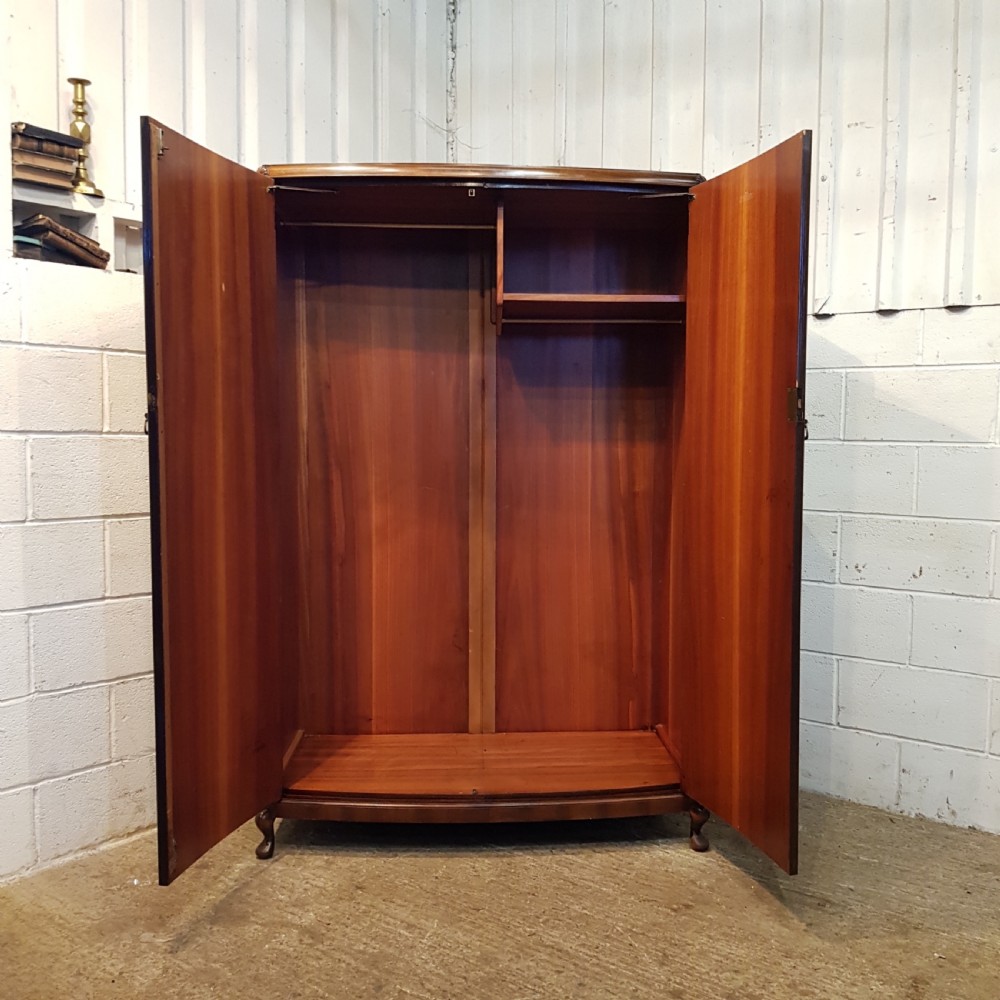 ANTIQUE BURR WALNUT BOW FRONT DOUBLE WARDROBE C1920 View VII