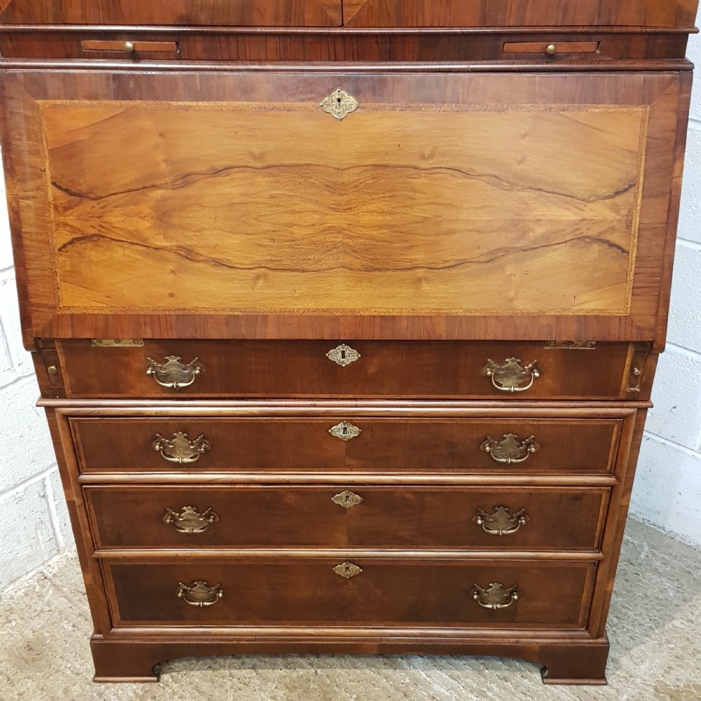 ANTIQUE BURR WALNUT SECRETAIRE BUREAU c1920 View IV