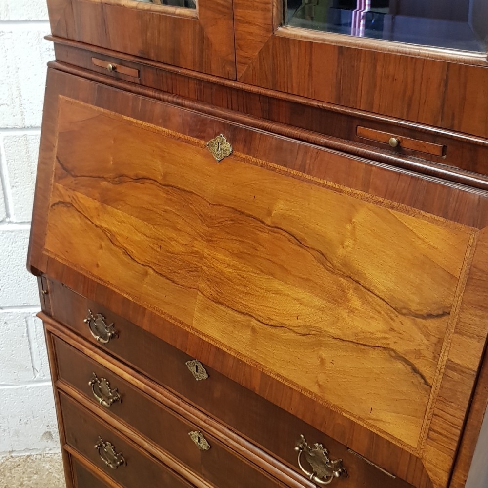 ANTIQUE BURR WALNUT SECRETAIRE BUREAU c1920 View V
