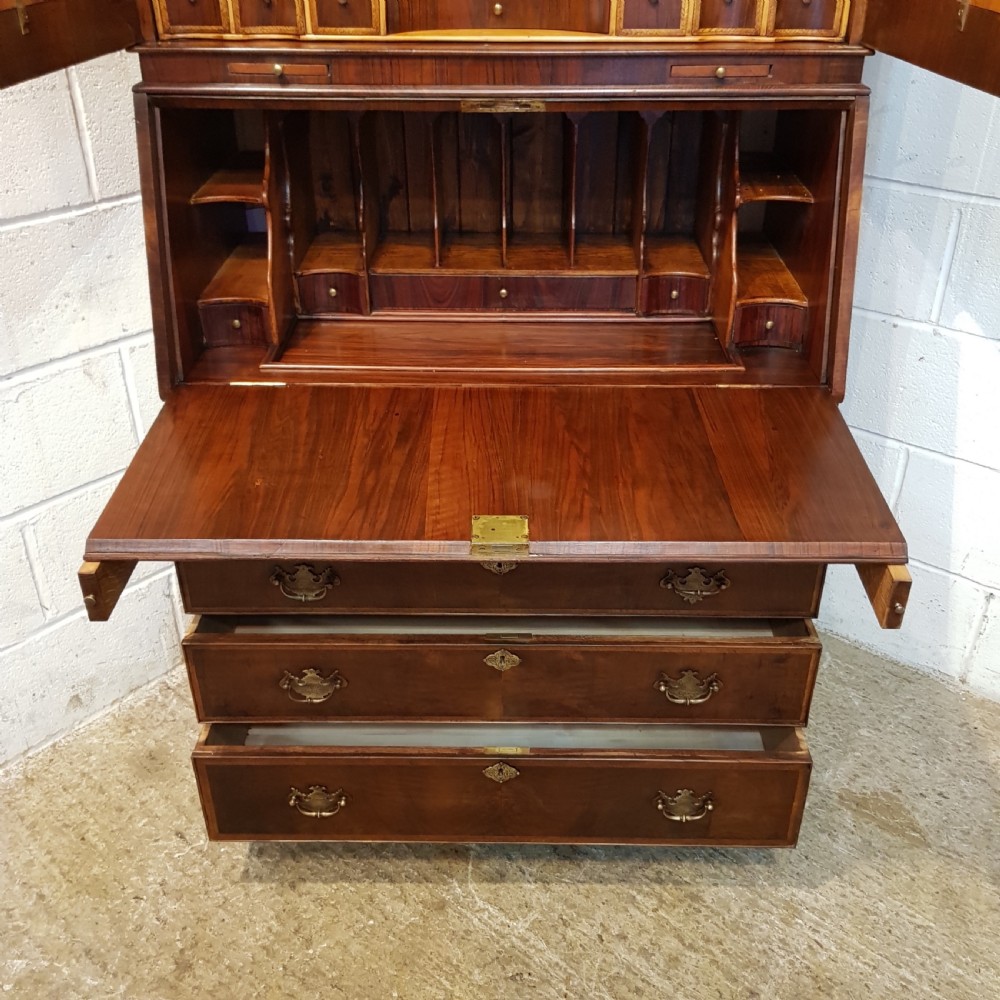 ANTIQUE BURR WALNUT SECRETAIRE BUREAU c1920 View VI
