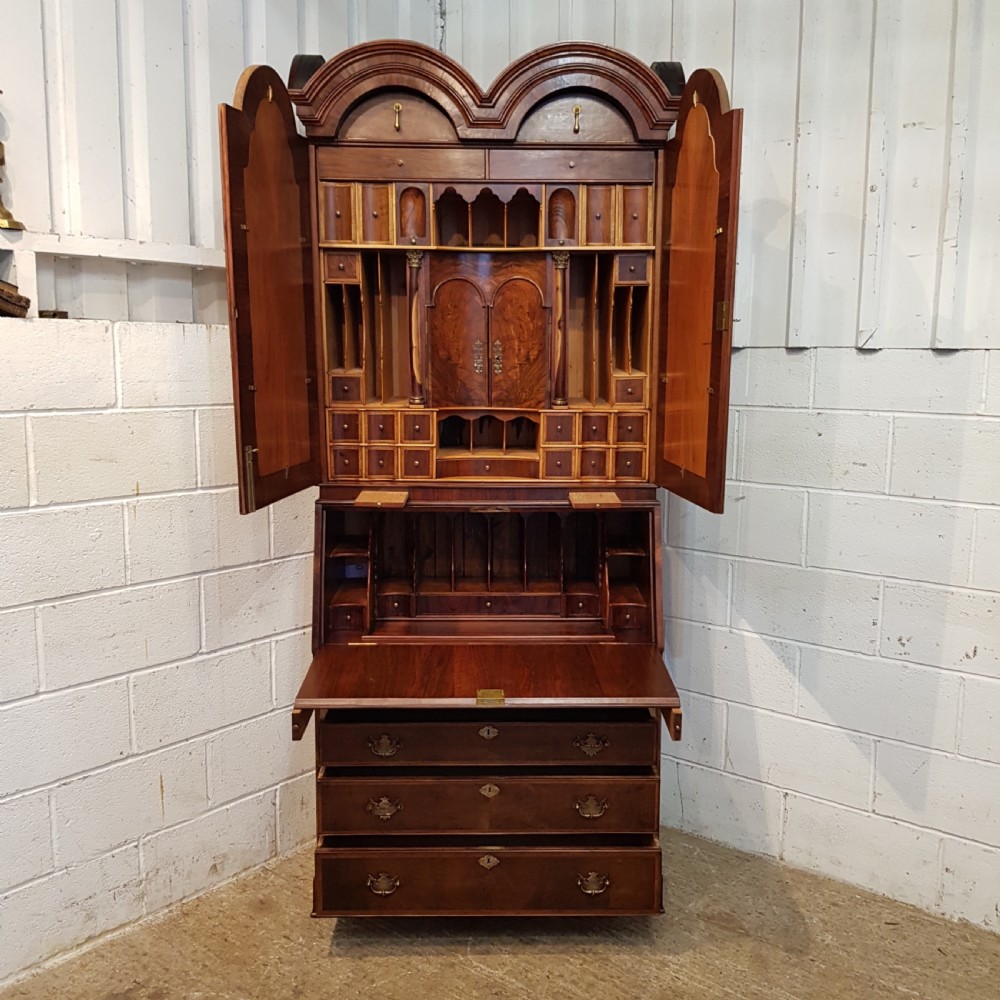 ANTIQUE BURR WALNUT SECRETAIRE BUREAU c1920 View VII
