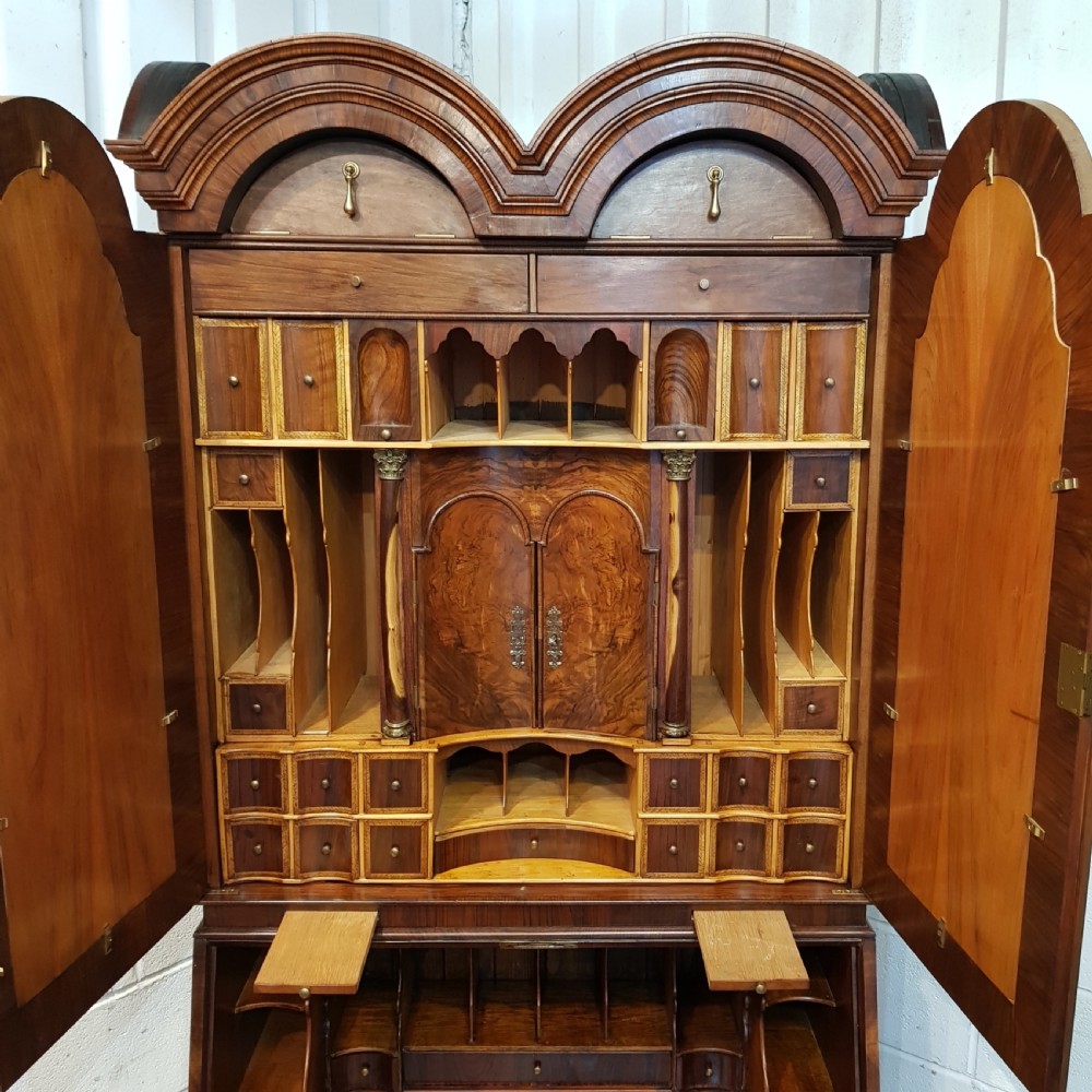 ANTIQUE BURR WALNUT SECRETAIRE BUREAU c1920 View VIII