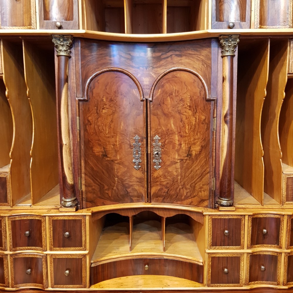 ANTIQUE BURR WALNUT SECRETAIRE BUREAU c1920 View IX