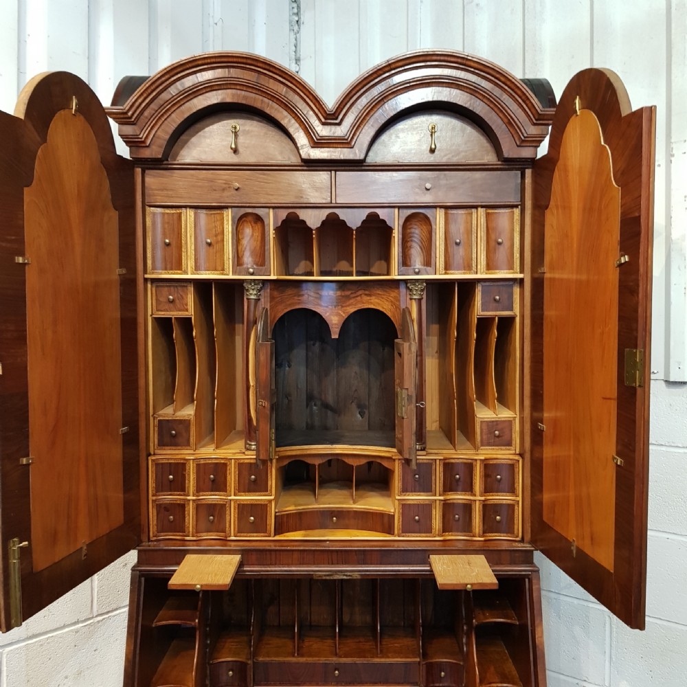 ANTIQUE BURR WALNUT SECRETAIRE BUREAU c1920 View X