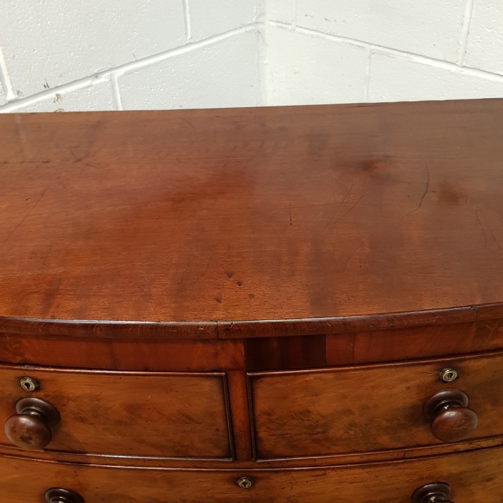 ANTIQUE VICTORIAN MAHOGANY BOW FRONT CHEST OF DRAWERS C1880 View IV