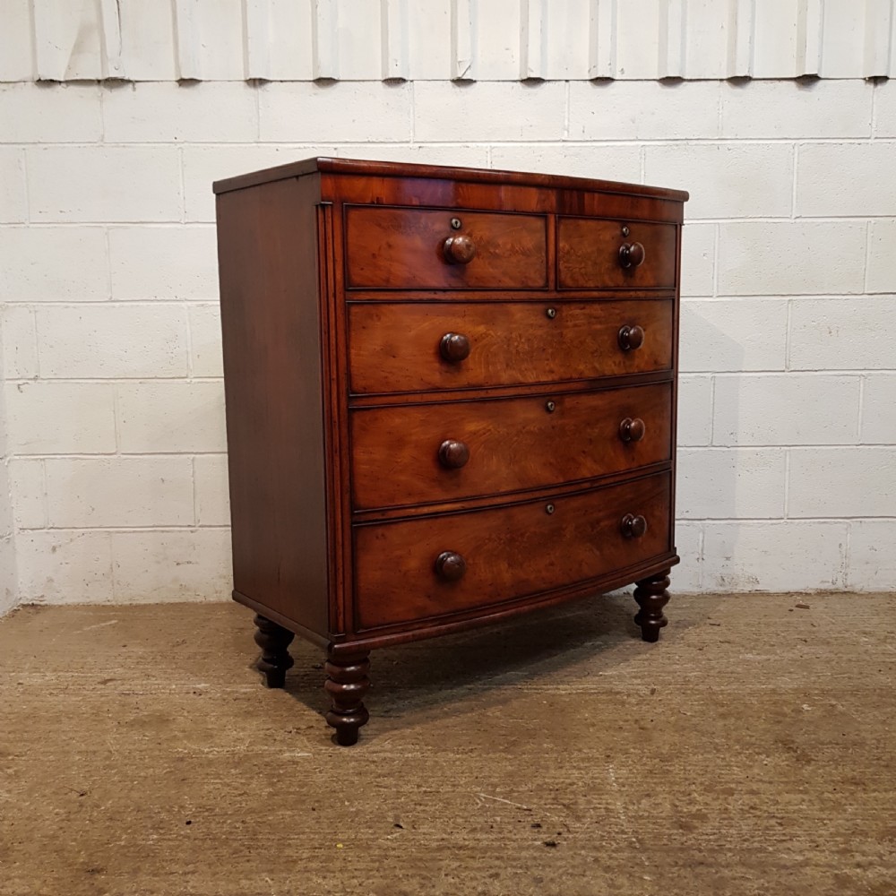 ANTIQUE VICTORIAN MAHOGANY BOW FRONT CHEST OF DRAWERS C1880 View VI