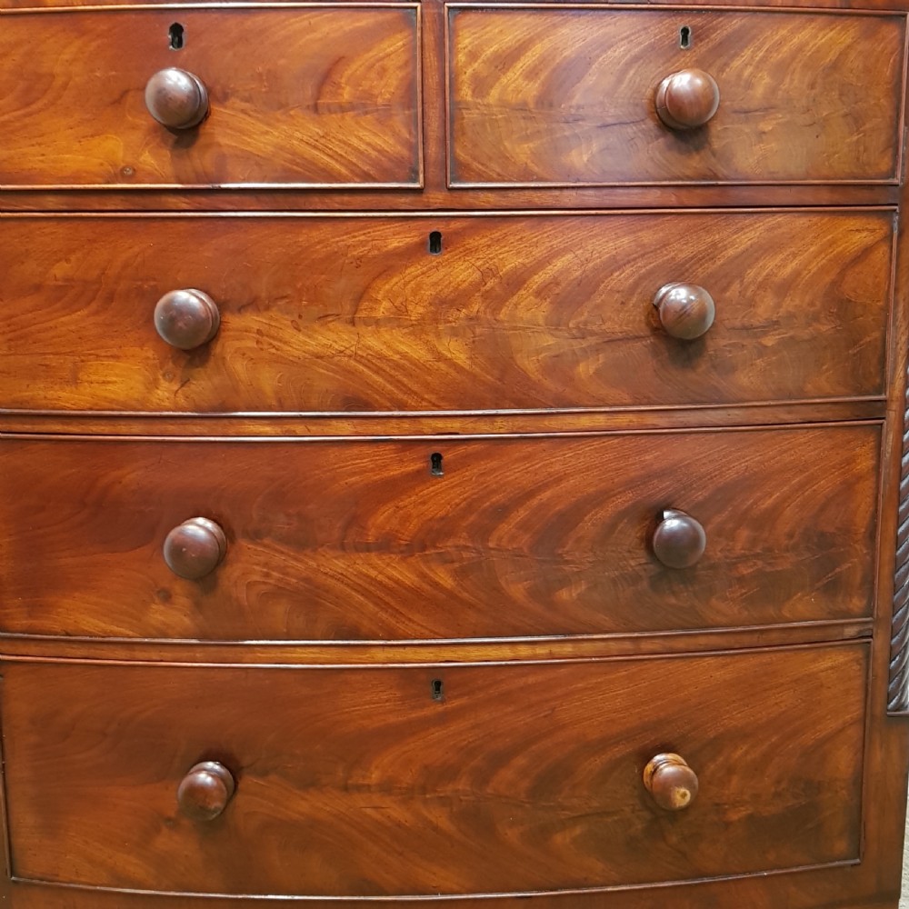 ANTIQUE EARLY VICTORIAN BOW FRONT CHEST OF DRAWERS C1850 View II