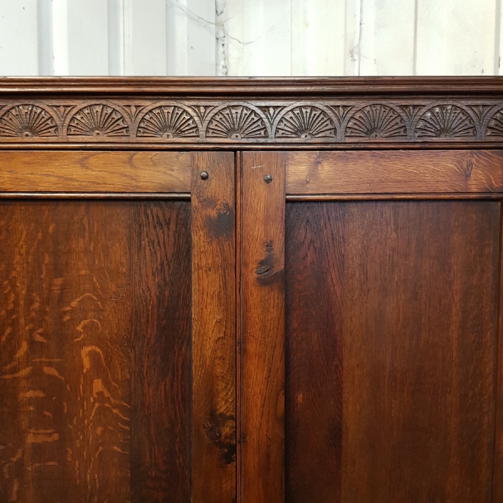 ANTIQUE EDWARDIAN JOINED OAK HALL WARDROBE C1900 View V