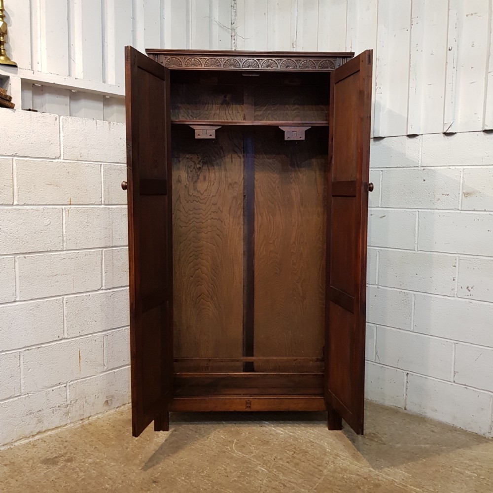 ANTIQUE EDWARDIAN JOINED OAK HALL WARDROBE C1900 View VII