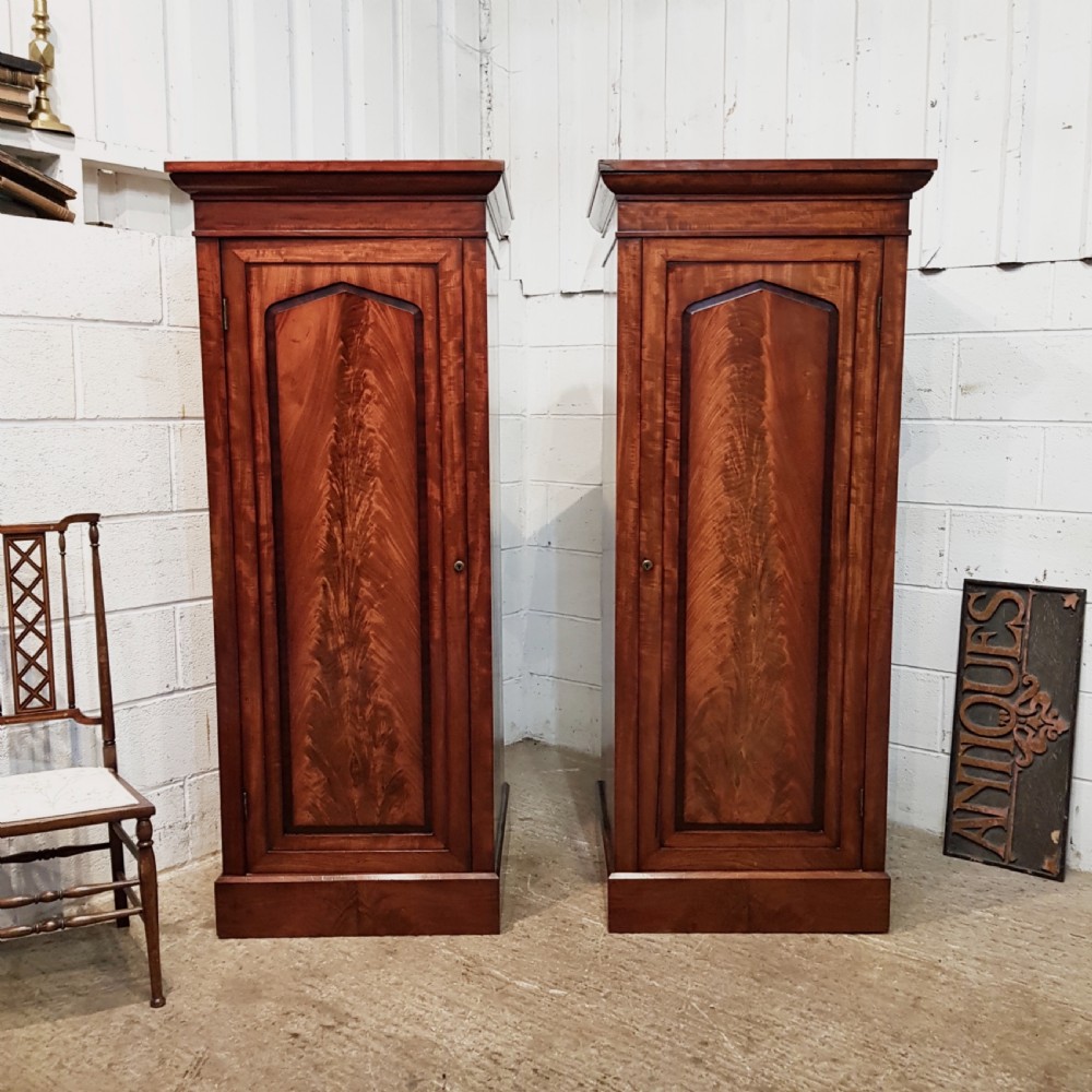 ANTIQUE PAIR EARLY VICTORIAN MAHOGANY SENTRY BOX SINGLE WARDROBES C1840