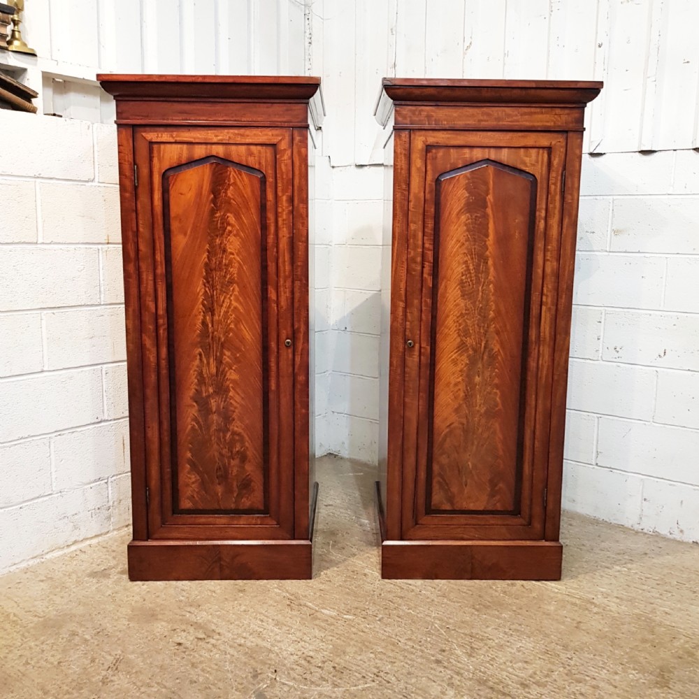 ANTIQUE PAIR EARLY VICTORIAN MAHOGANY SENTRY BOX SINGLE WARDROBES C1840 View II