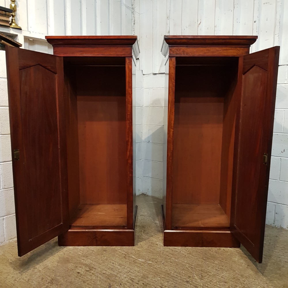 ANTIQUE PAIR EARLY VICTORIAN MAHOGANY SENTRY BOX SINGLE WARDROBES C1840 View V