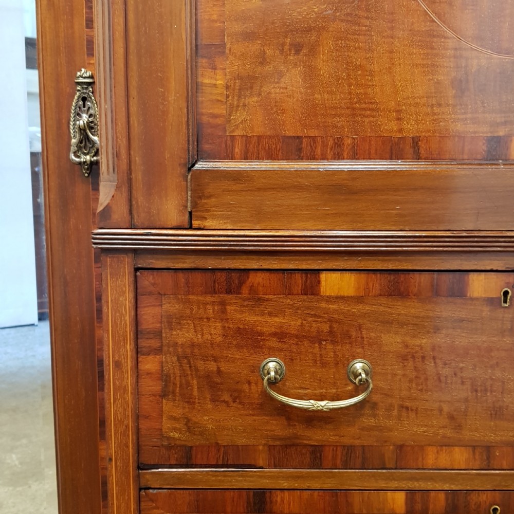 ANTIQUE VICTORIAN REGENCY MAHOGANY BREAKFRONT TRIPLE WARDROBE BY MAPLE & CO.C1890 View IV