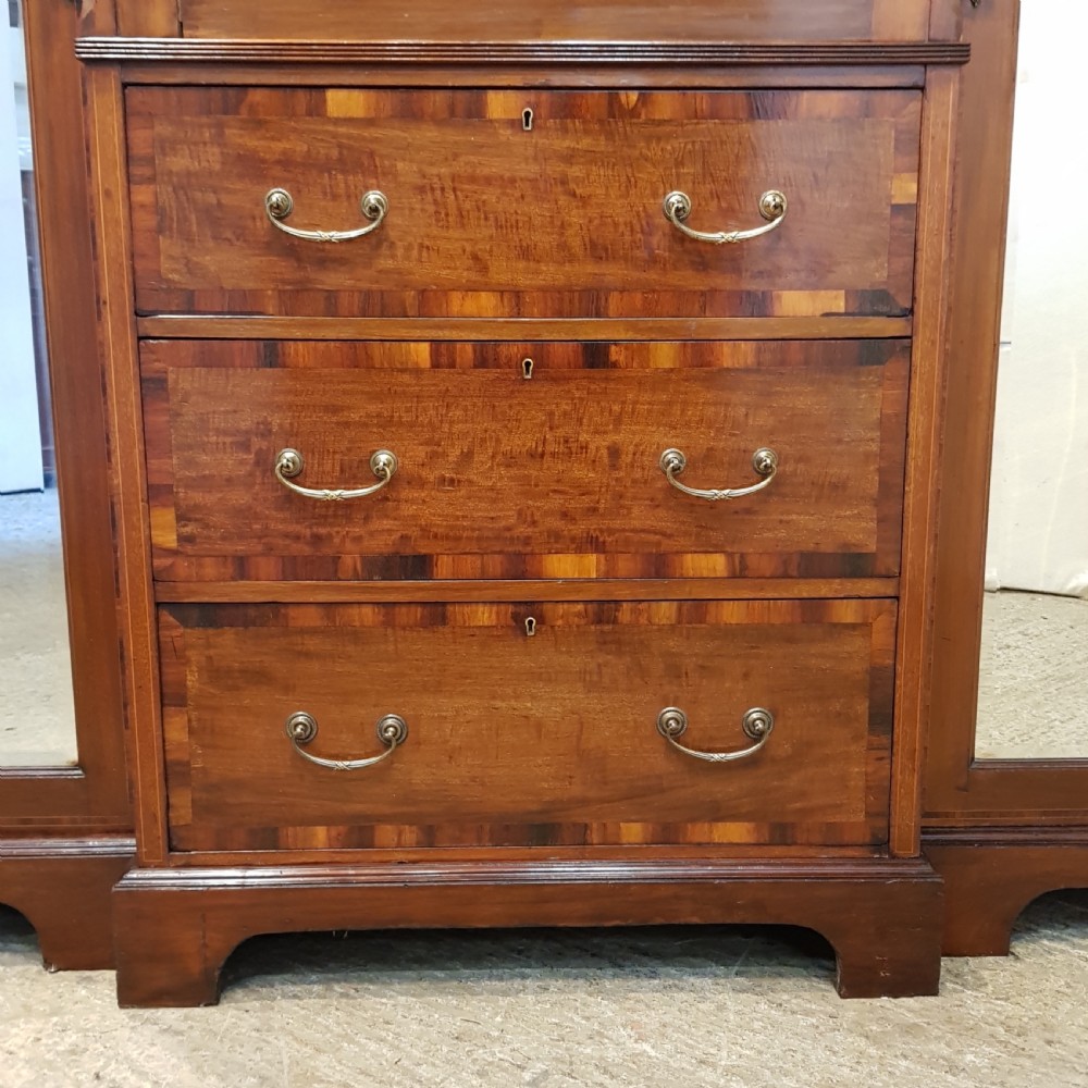 ANTIQUE VICTORIAN REGENCY MAHOGANY BREAKFRONT TRIPLE WARDROBE BY MAPLE & CO.C1890 View V
