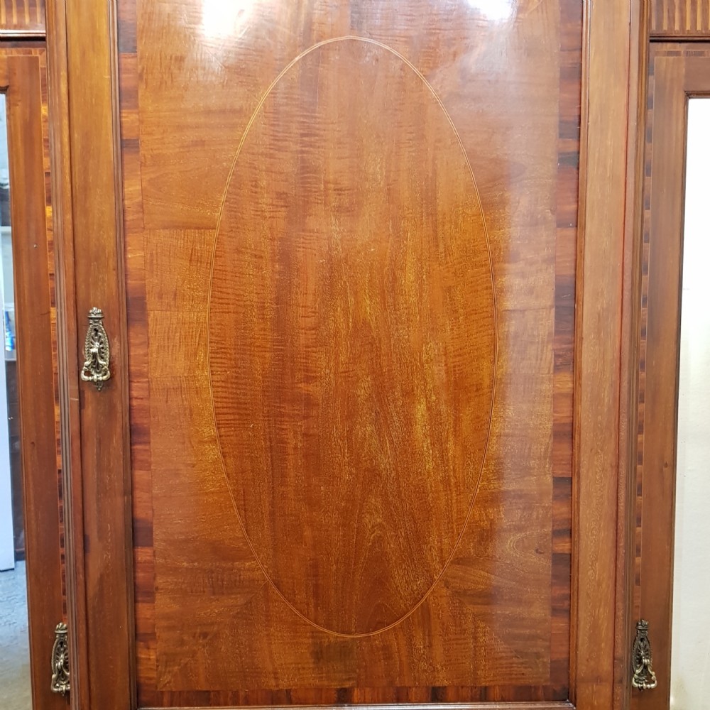 ANTIQUE VICTORIAN REGENCY MAHOGANY BREAKFRONT TRIPLE WARDROBE BY MAPLE & CO.C1890 View X
