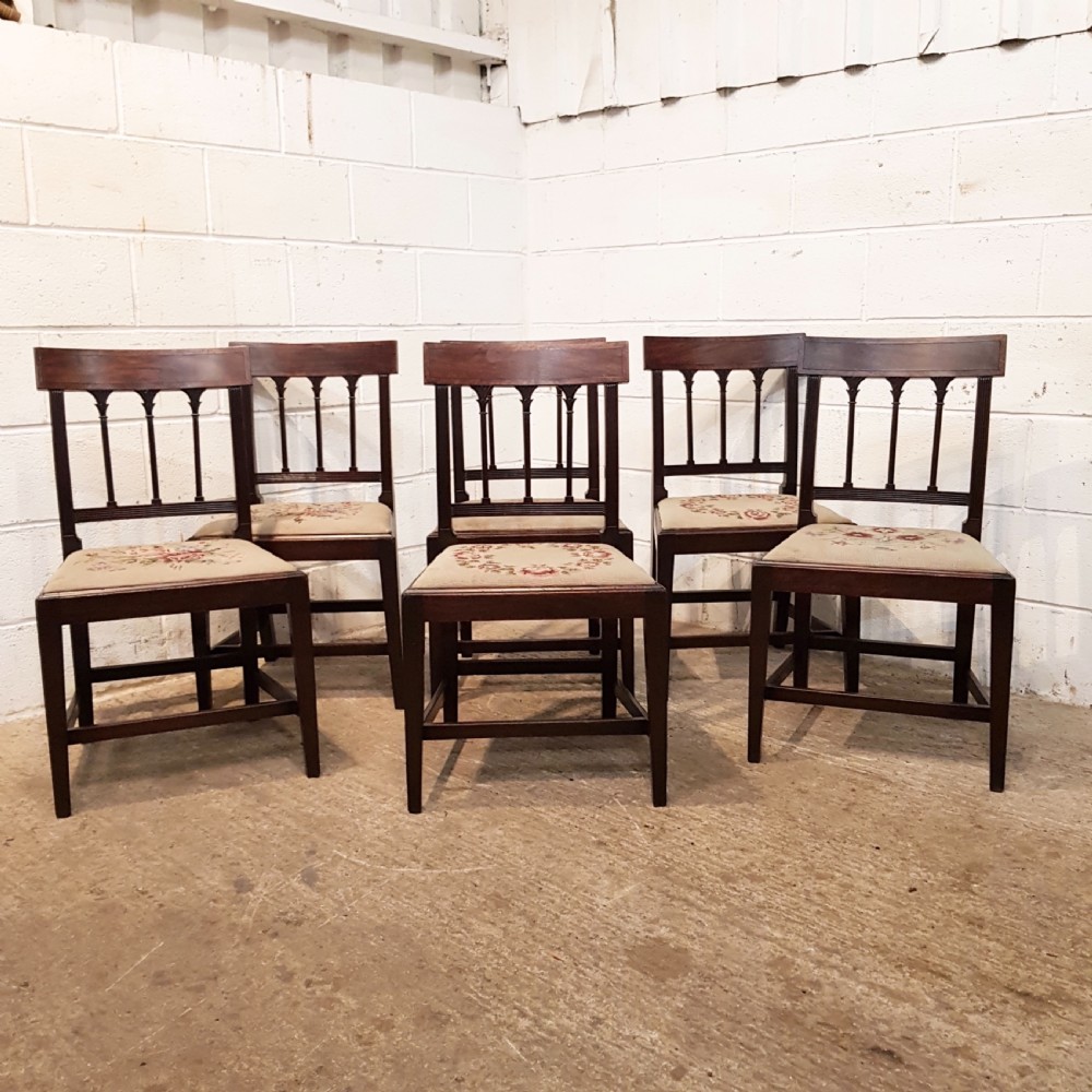 ANTIQUE SET SIX 18TH CENTURY MAHOGANY DINING CHAIRS C1780