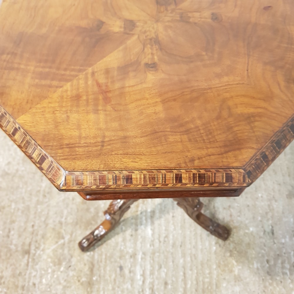 ANTIQUE VICTORIAN WALNUT TRUMPET WORKBOX C 1880 View III