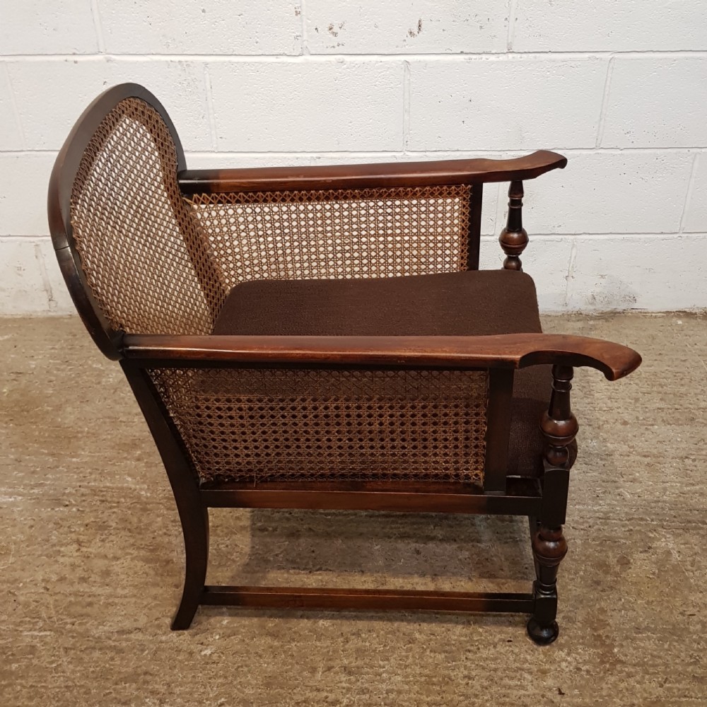 ANTIQUE EDWARDIAN OAK SPLIT CANE BERGER ARMCHAIR C1900 View II
