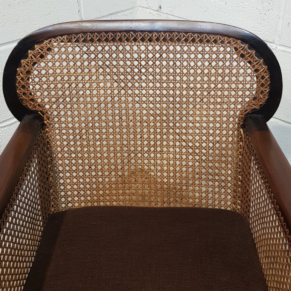 ANTIQUE EDWARDIAN OAK SPLIT CANE BERGER ARMCHAIR C1900 View V
