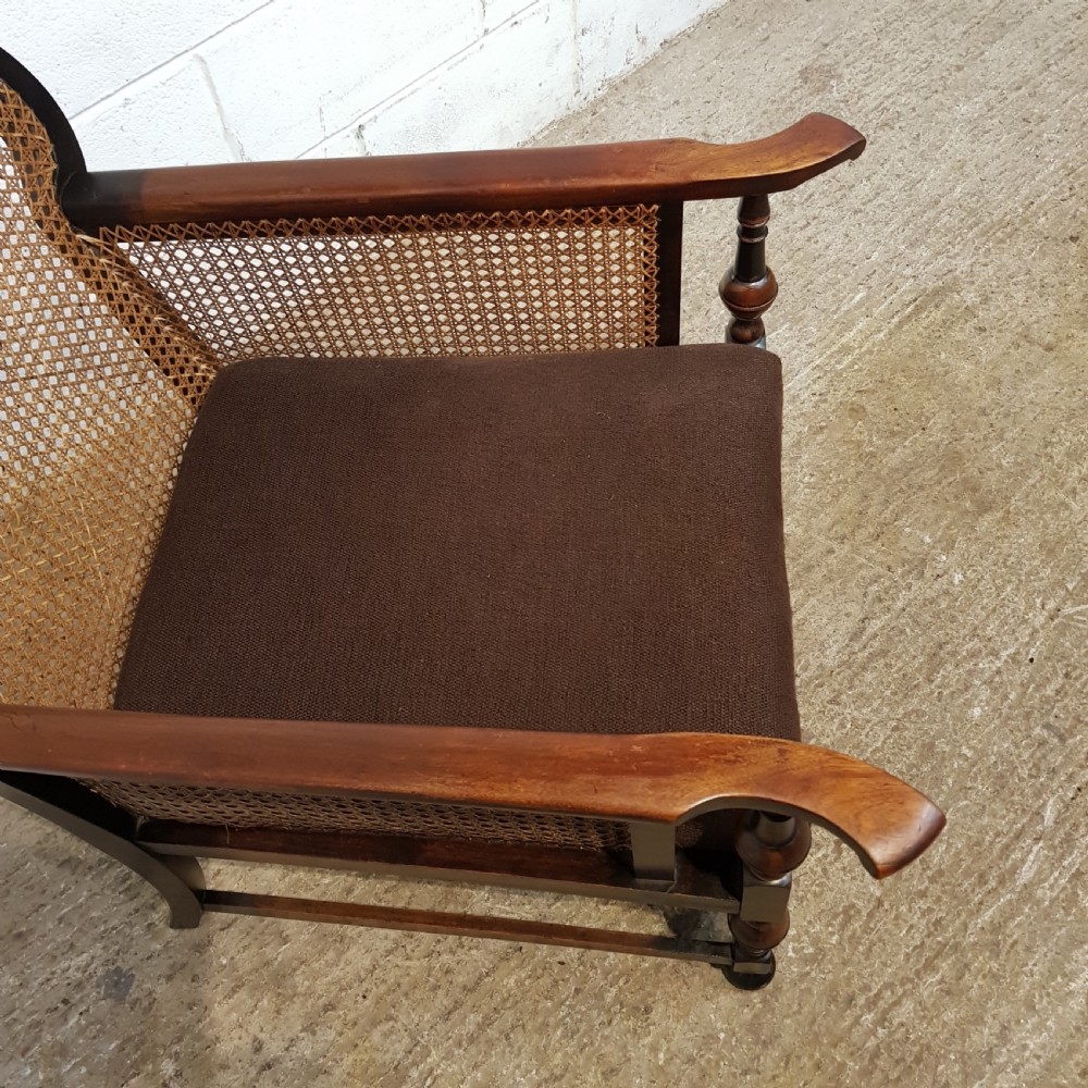 ANTIQUE EDWARDIAN OAK SPLIT CANE BERGER ARMCHAIR C1900 View VI