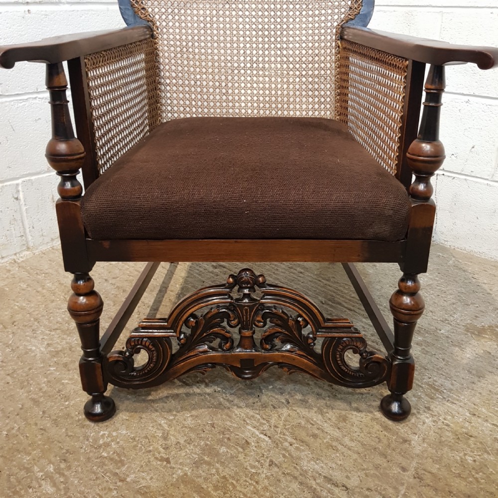 ANTIQUE EDWARDIAN OAK SPLIT CANE BERGER ARMCHAIR C1900 View VII