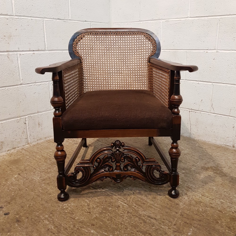 ANTIQUE EDWARDIAN OAK SPLIT CANE BERGER ARMCHAIR C1900 View IX