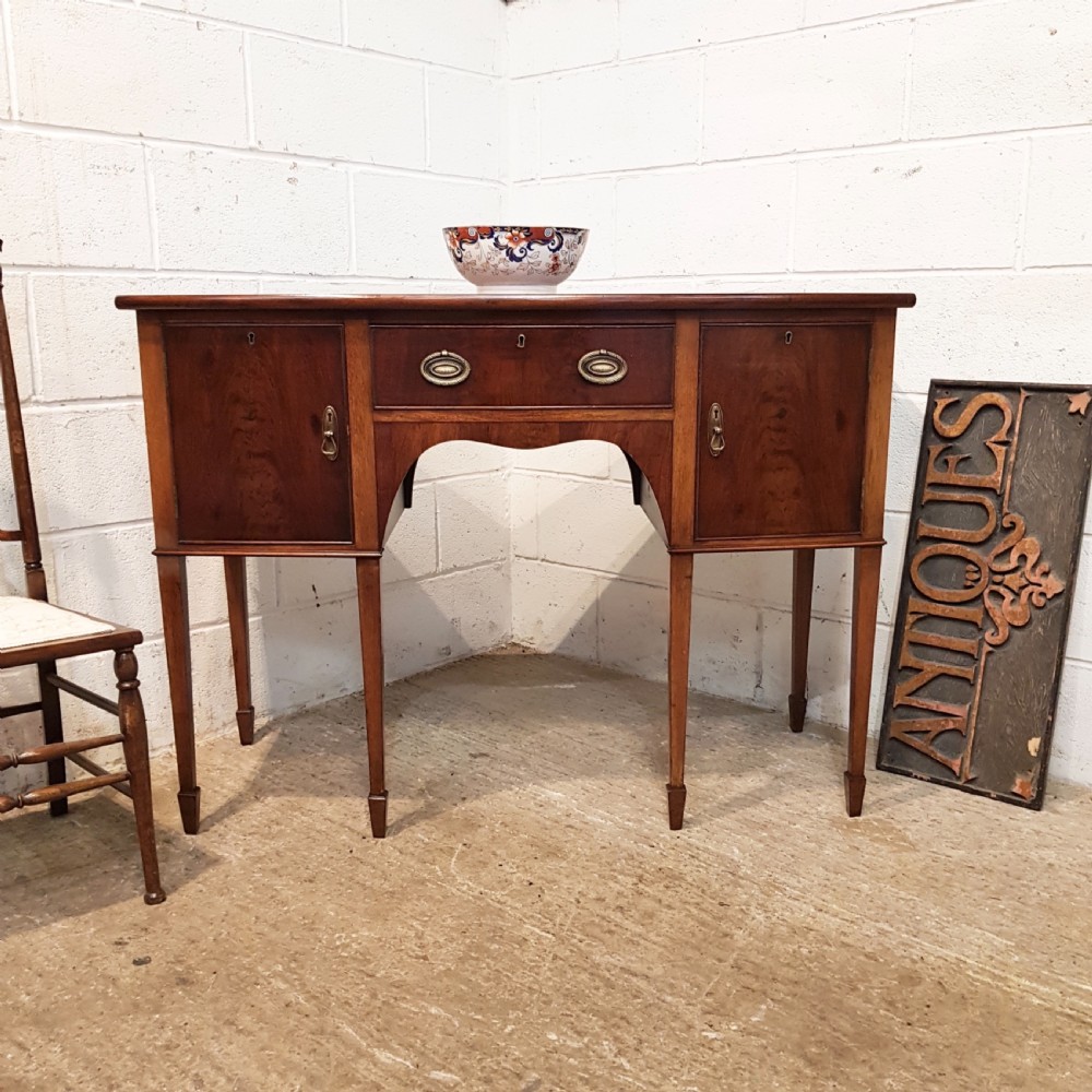 ANTIQUE EDWARDIAN REGENCY MAHOGANY SMALL BOW FRONT SIDEBOARD C1900