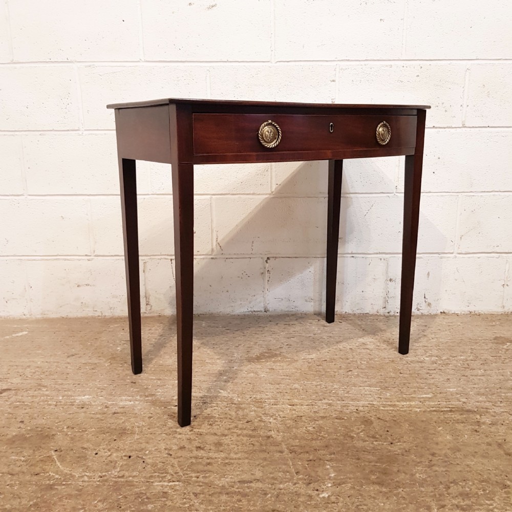 ANTIQUE REGENCY MAHOGANY BOW FRONT SIDE TABLE C1820 View VI