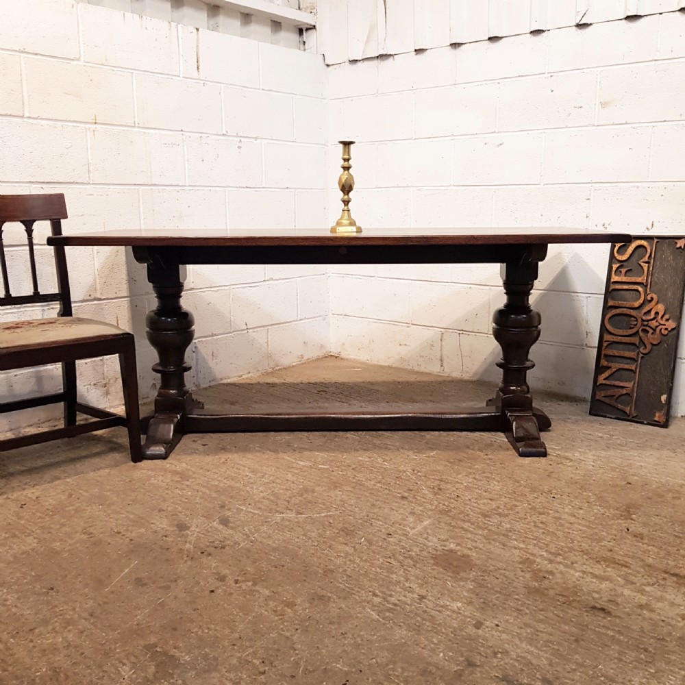 ANTIQUE OAK REFECTORY DINING TABLE C1920 