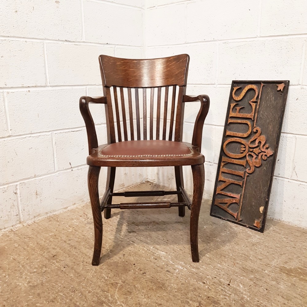 ANTIQUE EDWARDIAN OAK DESK CHAIR C1900 View V