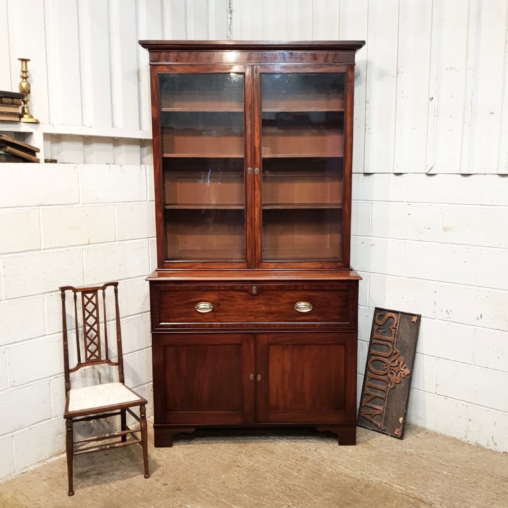 ANTIQUE REGENCY MAHOGANY BOOKCASE SECRETAIRE C1820