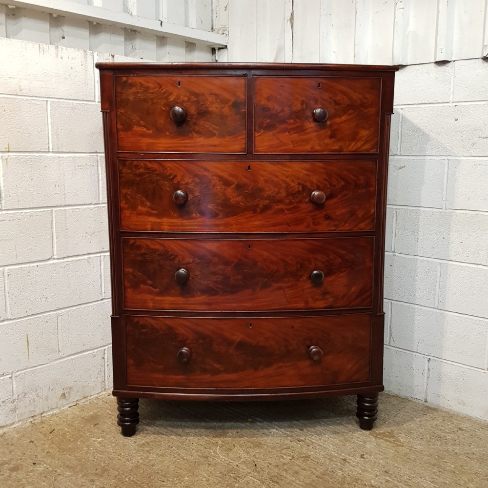ANTIQUE VICTORIAN MAHOGANY BOW FRONT CHEST OF DRAWERS C1860 View VI