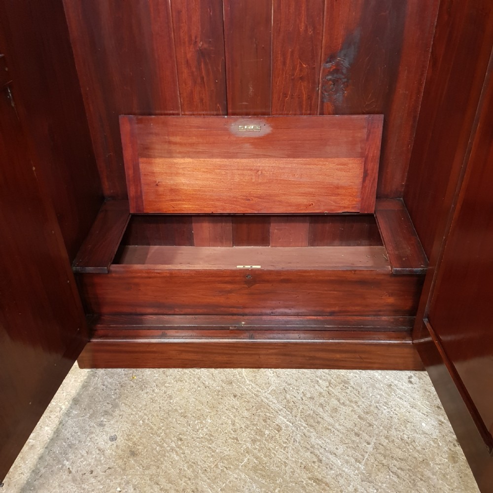 ANTIQUE LATE VICTORIAN REGENCY MAHOGANY DOUBKE WARDROBE C1890 View V
