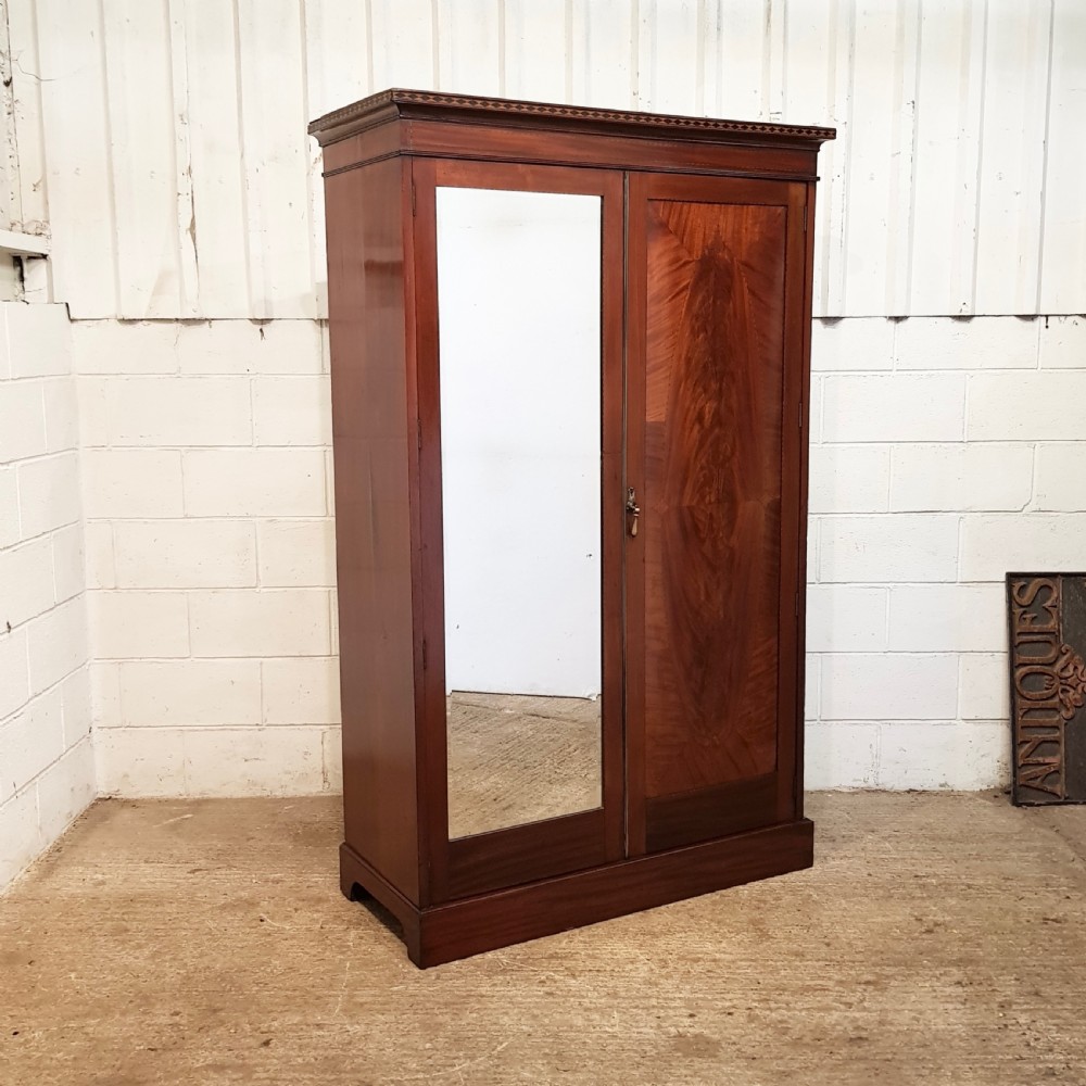 ANTIQUE LATE VICTORIAN REGENCY MAHOGANY DOUBKE WARDROBE C1890 View VI