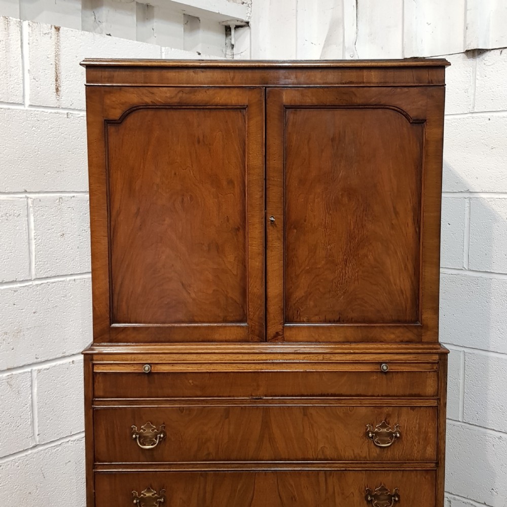ANTIQUE BURR WALNUT TALLBOY C1920 View VII