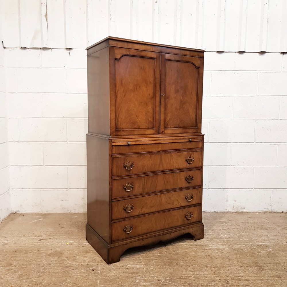 ANTIQUE BURR WALNUT TALLBOY C1920 View VIII