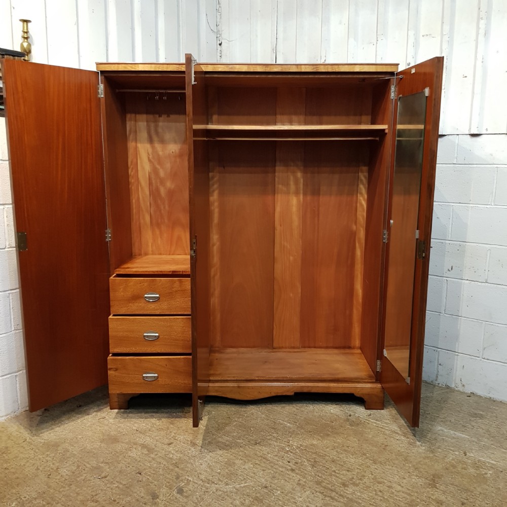 ANTIQUE BURR WALNUT TRIPLE WARDROBE C1920 View V