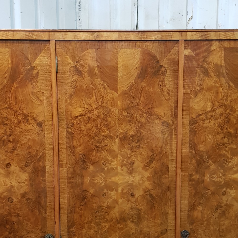 ANTIQUE BURR WALNUT TRIPLE WARDROBE C1920 View VI