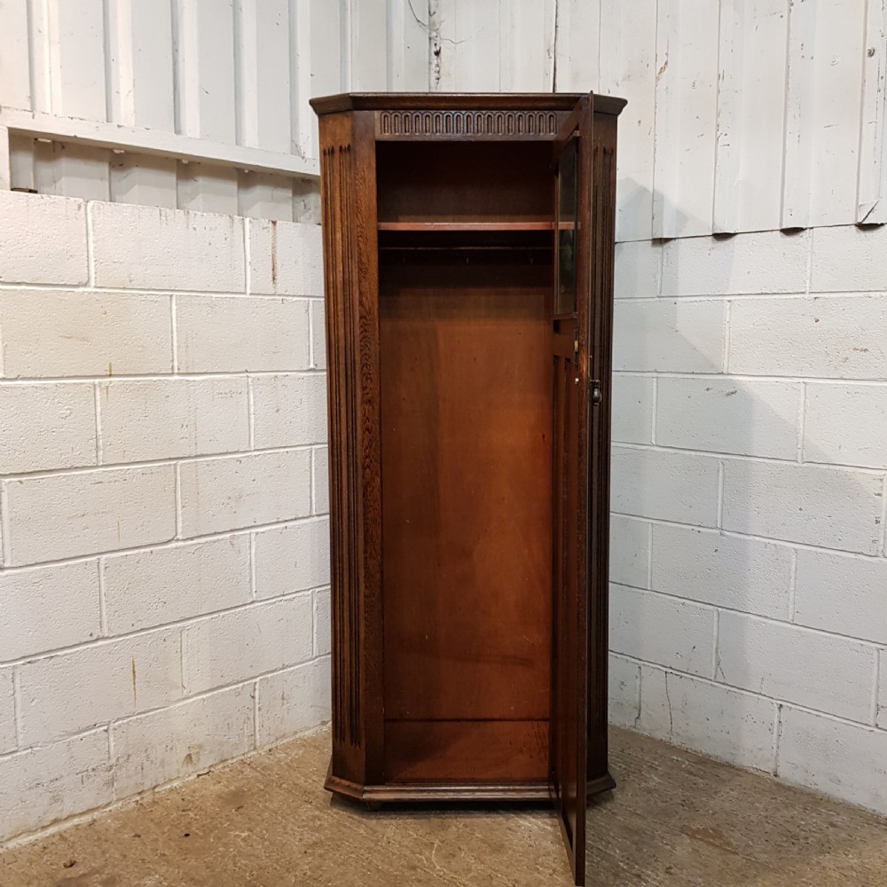ANTIQUE OAK LINEN FOLD HALL WARDROBE C1920 View IV
