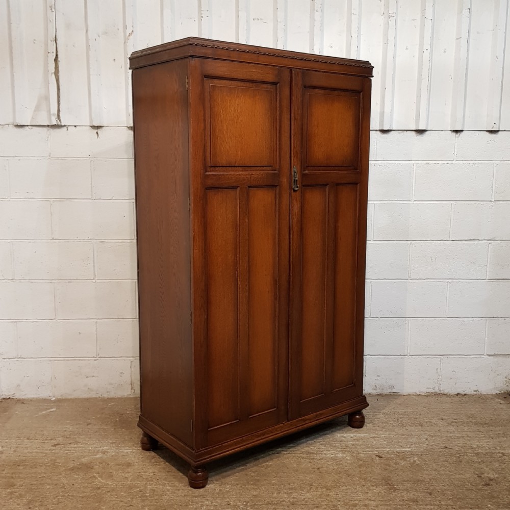 ANTIQUE OAK GENTS FITTED DOUBLE WARDROBE C1920 View IV