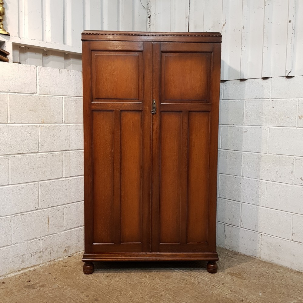 ANTIQUE OAK GENTS FITTED DOUBLE WARDROBE C1920 View V
