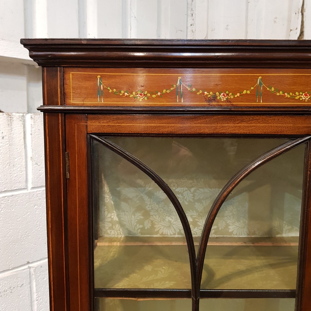 ANTIQUE EDWARDIAN INLAID MAHOGANY GLAZED DISPLAY CABINET C1900 View II