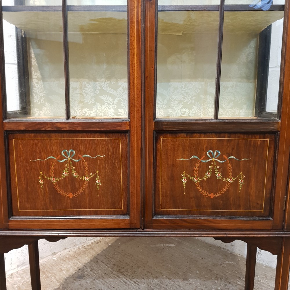ANTIQUE EDWARDIAN INLAID MAHOGANY GLAZED DISPLAY CABINET C1900 View VI