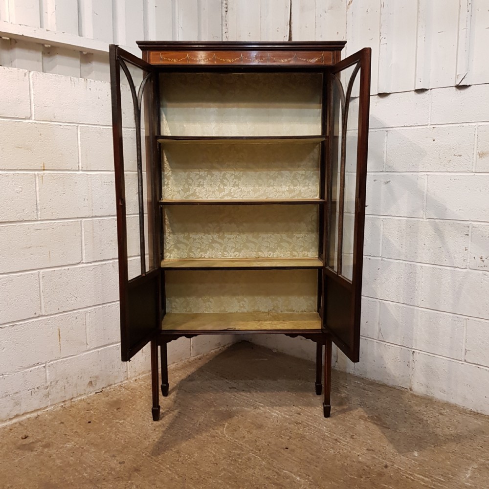 ANTIQUE EDWARDIAN INLAID MAHOGANY GLAZED DISPLAY CABINET C1900 View VII
