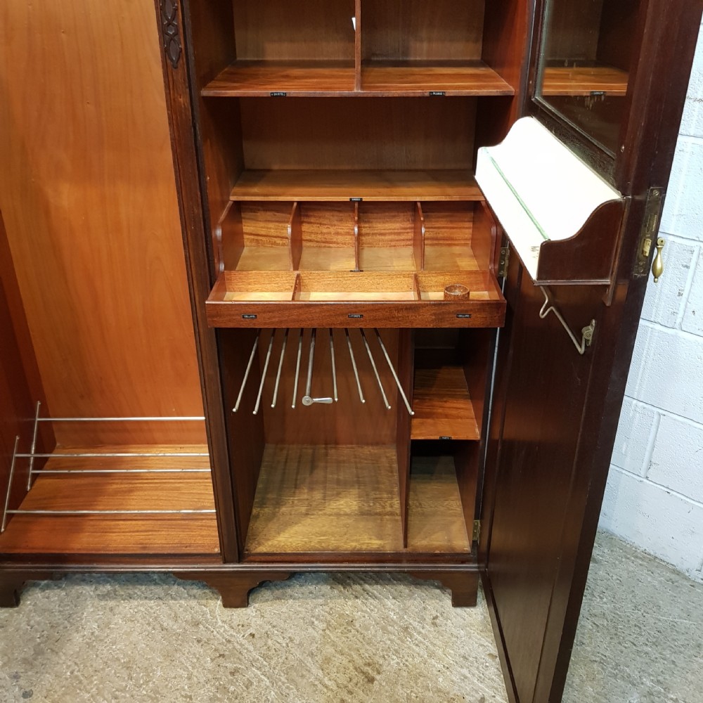 ANTIQUE EDWARDIAN MAHOGANY GENTS FITTED WARDROBE C1900 View II