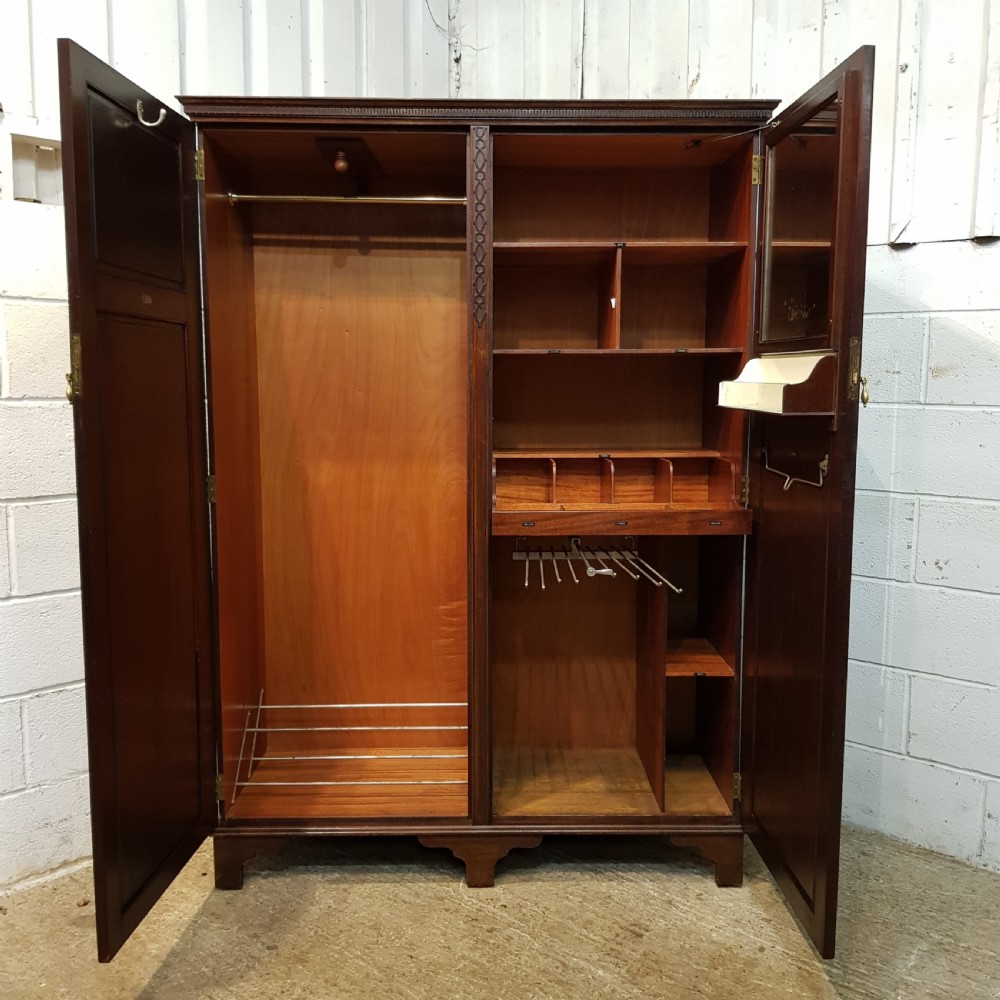 ANTIQUE EDWARDIAN MAHOGANY GENTS FITTED WARDROBE C1900 View V