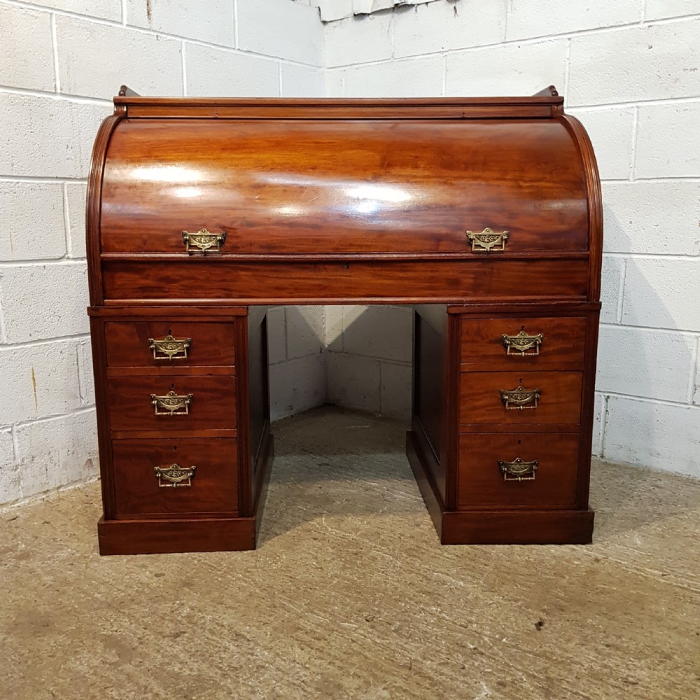 ANTIQUE VICTORIAN MAHOGANY CYLINDER DESK C1880 View V