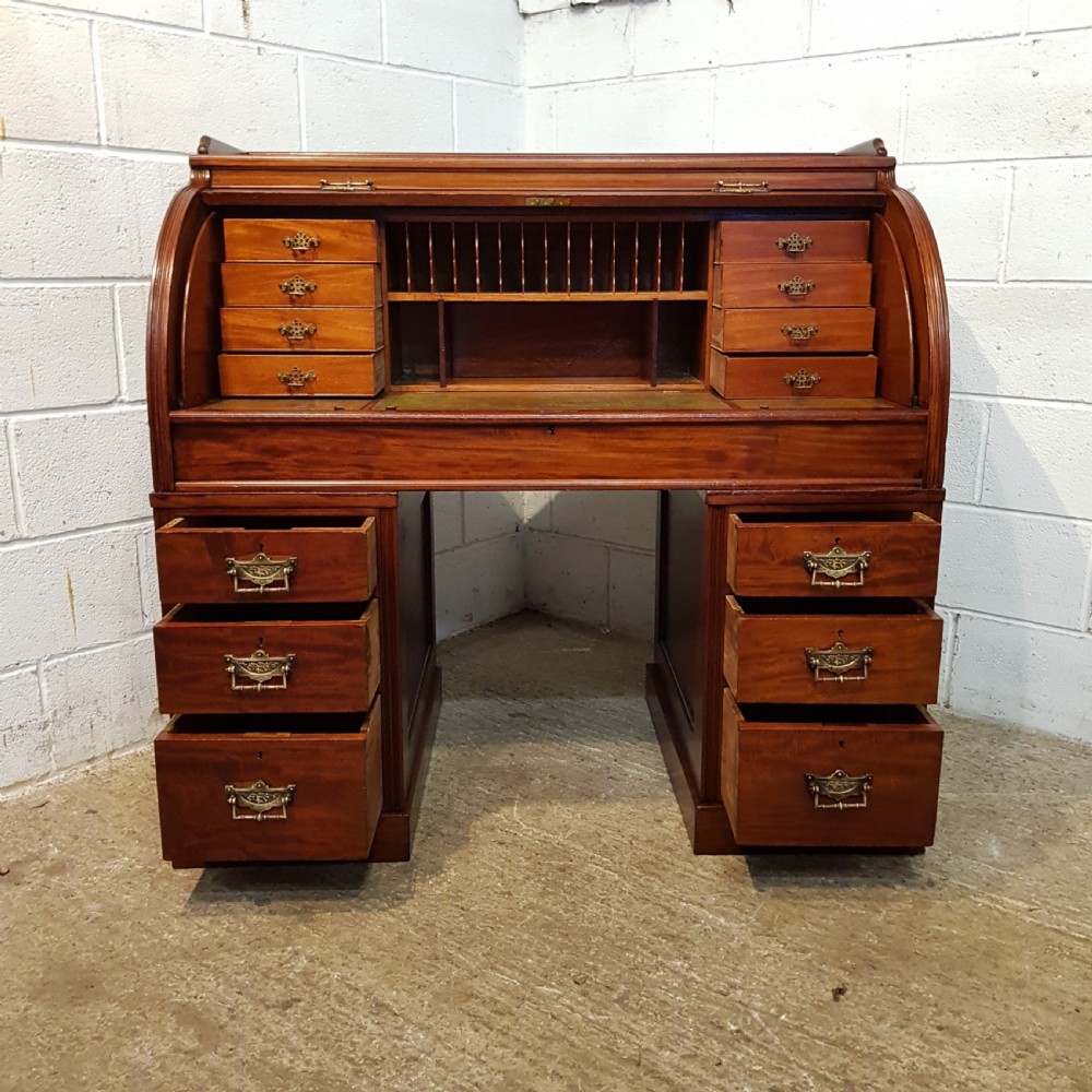 ANTIQUE VICTORIAN MAHOGANY CYLINDER DESK C1880 View X